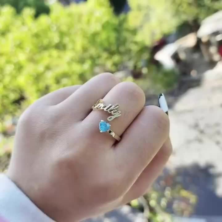 Custom Birthstone Name Ring, Minimalist Exquisite Design